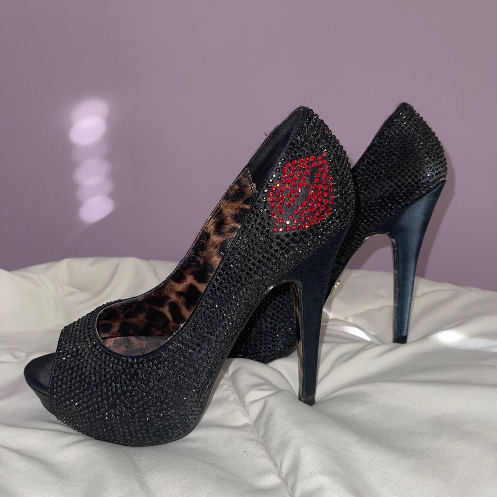 Betsey Johnson Sparkle Lip High Heels